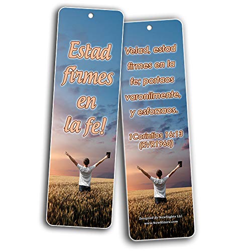 Spanish Popular Bible Verses (Be Strong & Courageous) Bookmarks (60-Pack) - Perfect Giftaway for Ministries and Sunday Schools
