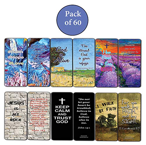 Scripture Bible Verses Bookmarks (60 Pack) - Perfect Gift away for Sunday Schools