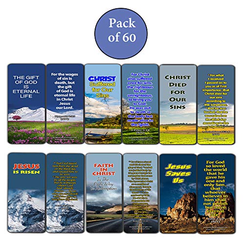 Holy Scriptures Bookmarks Cads (60 Pack) - Jesus is Risen John 3:16 - Stocking Stuffers for Good Friday Easter Sunday School VBS Christian Ministry Mission Trip