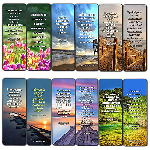 Spanish Peace Bible Verses Bookmarks (60 Pack) - Perfect Giveaways for Sunday School and Ministries Designed to Inspire Women