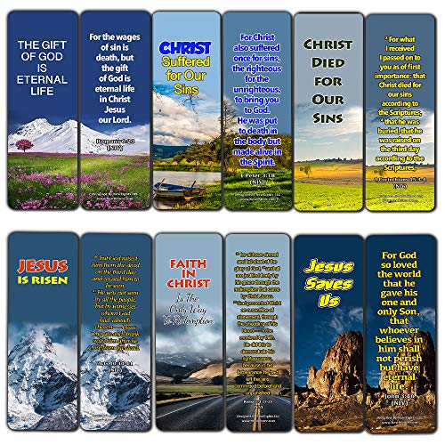 Holy Scriptures Bookmarks Cads (60 Pack) - Jesus is Risen John 3:16 - Stocking Stuffers for Good Friday Easter Sunday School VBS Christian Ministry Mission Trip