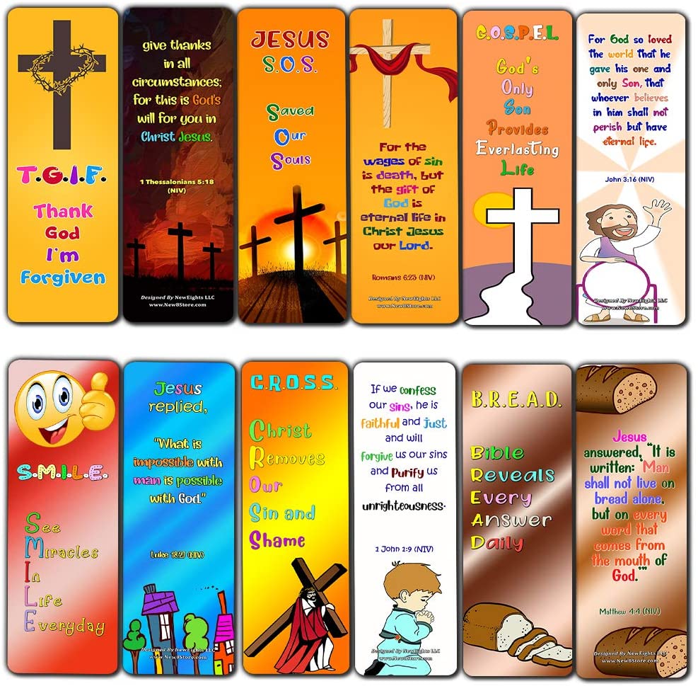 Christian Gospel Bookmarks for Kids (30 Pack) Well Designed for