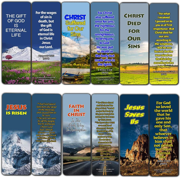 Holy Scriptures Bookmarks Cads (60 Pack) - Jesus is Risen John 3:16 - Stocking Stuffers for Good Friday Easter Sunday School VBS Christian Ministry Mission Trip