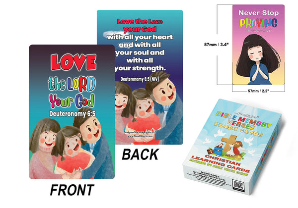 NewEights Bible Memory Verses Flash Cards (4-Deck) - Christian Cards for Home Nursery Classroom