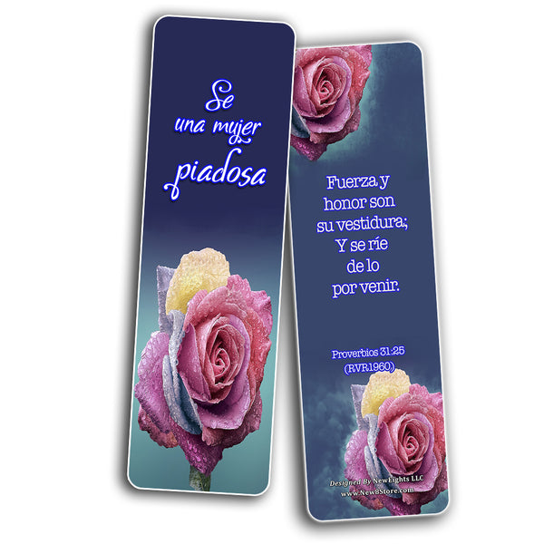 Spanish Devotional Bible Verses for Women Bookmarks (60 Pack) - Perfect Giveaways for Sunday School and Ministries Designed to Inspire Women