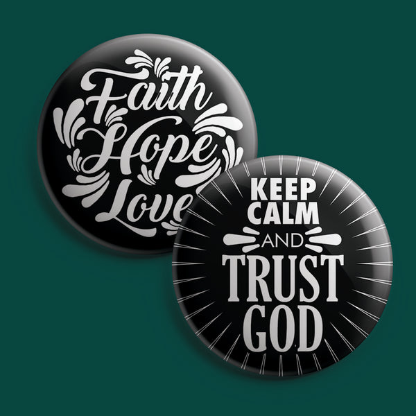 Christian Pinback Buttons - Faith Hope Love (10-Pack)