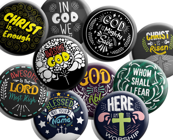 "NewEights Religious Pinback Buttons - Christ is Enough (10-Pack) - Large 2.25"" VBS Sunday School Easter Baptism Thanksgiving Christmas Rewards Encouragement Gift"