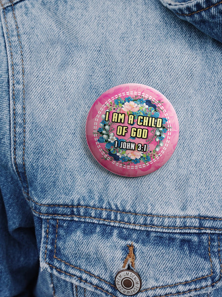 "Religious Pinback Buttons - God is Within Her (10-Pack) - Large 2.25"" VBS Sunday School Easter Baptism Thanksgiving Christmas Rewards Encouragement Gift"