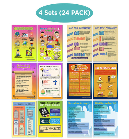 NewEights Bible Knowledge Series 4 Learning Posters (24-Pack) â€“  Educational Bulk Tool Savers Set