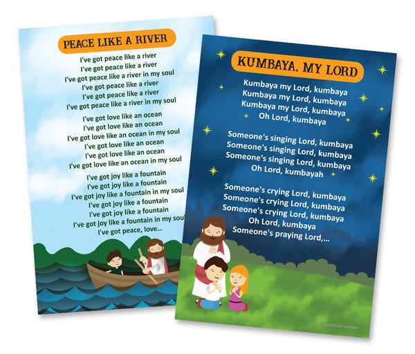 Popular Bible Songs Series 1 Educational Learning Posters (24-Pack) - A3 Size - Church Memory Verse Sunday School Rewards - Christian Stocking Stuffers Birthday Party - Classroom Decoration Motivation