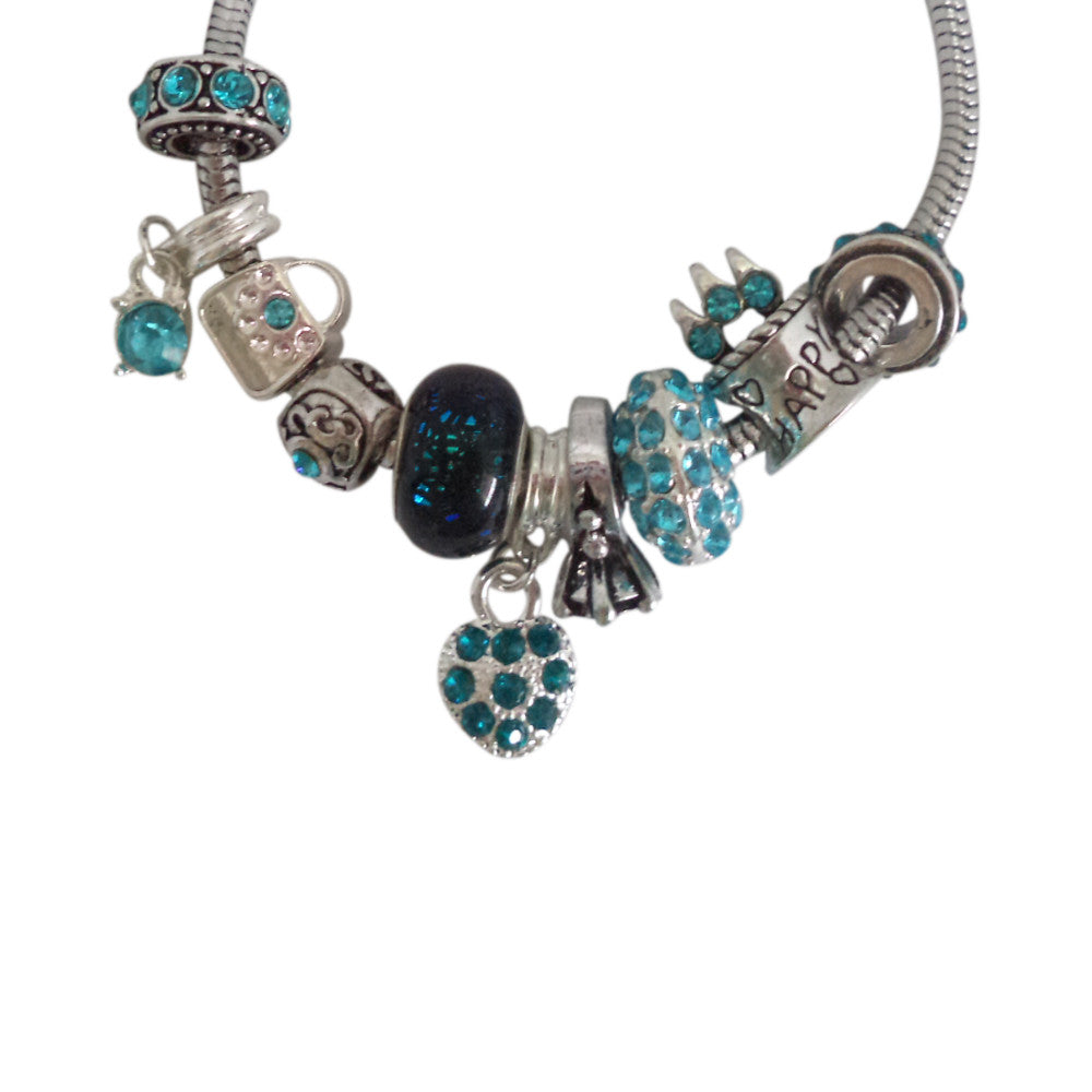Ocean Blue Rhinestones N8 European Style Beads Charms for Bracelet Necklace Fit Pandora