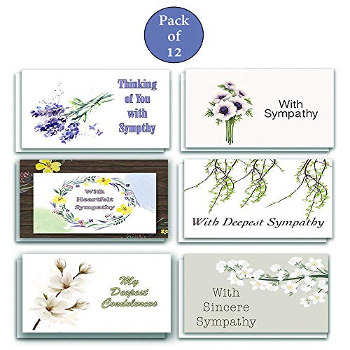 NewEights Sympathy Cards (Calming Design (12-Pack) Bulk Cards To Comfort Your Loved Ones and Friends In Their Deepest Need