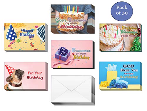 Religious Birthday Cards (30-Pack) - Unique and Cute Birthday Greetings for Loved Ones and Friends