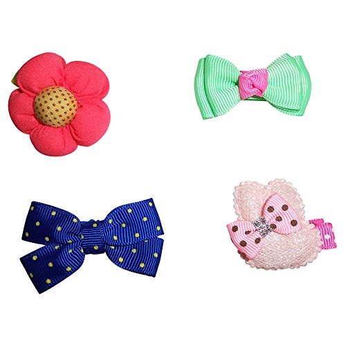 Hair Clips Barrettes Assorted Ribbon Bows Style C Series - 12 pcs of Uniquely Designed For Baby, Toddler, and Young Girls