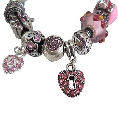 Pink Rhinestone Birthstone Beads & Lampwork Set