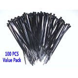 Self Locking Nylon Cables Ties 100pcs Pack (Black 7.8inch)