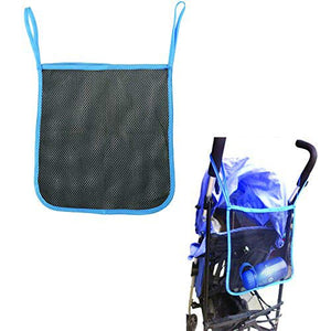 Charis Kid Mesh Stroller Bag - Stroller Attachable Organizer Carrying Bag - Umbrella Baby Stroller Accessories (Black with Blue Edge (2 Pack))
