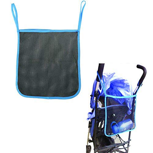 Charis Kid Mesh Stroller Bag - Stroller Attachable Organizer Carrying Bag - Umbrella Baby Stroller Accessories (Black with Blue Edge (2 Pack))