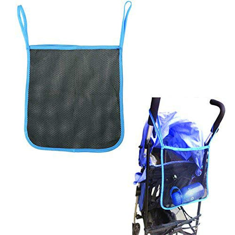 Charis Kid Mesh Stroller Bag - Stroller Attachable Organizer Carrying Bag - Umbrella Baby Stroller Accessories (Black with Blue Edge (2 Pack))