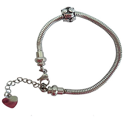 316L Stainless Steel European Style Charm Bracelet Chain with Gift Box - High Quality Master Starter Bracelet - 6.5 inches - Compatible Fits Pandora Beads - Perfect Present for Birthday Christmas Mother Day Anniversary Holiday - Best Gift For Girls Teen G