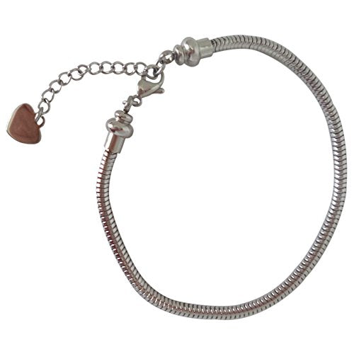 316L Stainless Steel European Style Charm Bracelet Chain with Gift Box - High Quality Master Starter Bracelet - 7 inches - Compatible Fits Pandora Beads - Perfect Present for Birthday Christmas Mother Day Anniversary Holiday - Best Gift For Girls Teen Gir