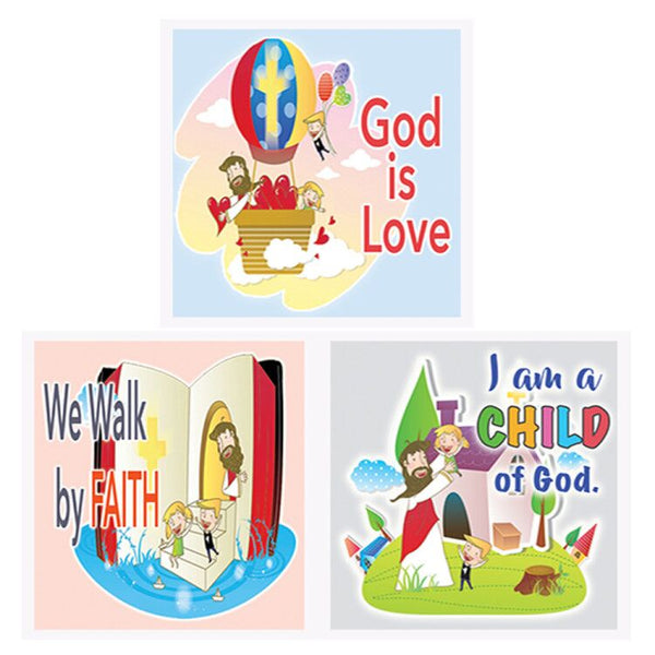 Kids Christian Stickers (10 Sheets)- God Is Love Affirmation Bible Verses - for Journal Planner Sticky Notes Scrapbooking Party Favors Decor - Stocking Stuffers for Boys Girls Children