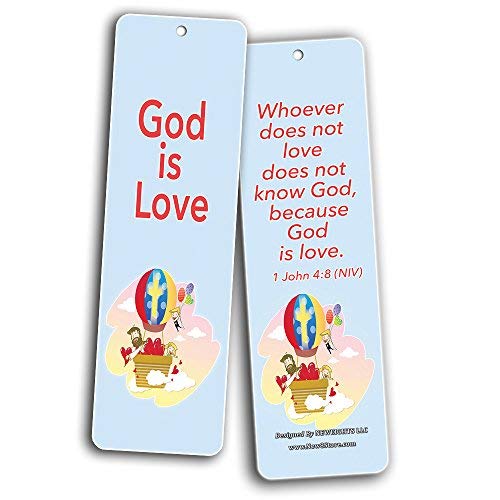 NewEights Christian Bookmarks for Kids (60-Pack) - Scripture Bible Verses - God is Love & Walk By Faith Theme