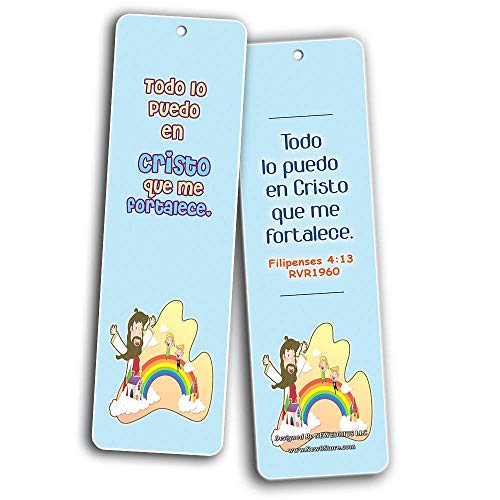 Spanish Bible Verses Bookmarks for Kids (60-Pack) - Scripture Bible Verses - Psalm 23 - Great Stocking Stuffers for Easter Baptism Thanksgiving Christmas Sunday School - Prayer Cards - War Room Decor