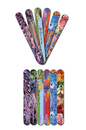 Spanish Christian Emery Board - Faith Hope Love (24-Pack) - 150/150 Grit Colorful Nail File - Nail Spa Party Favors Supplies - Best Stocking Stuffers Gift for Girls Women Kids Mom Girlfriend -