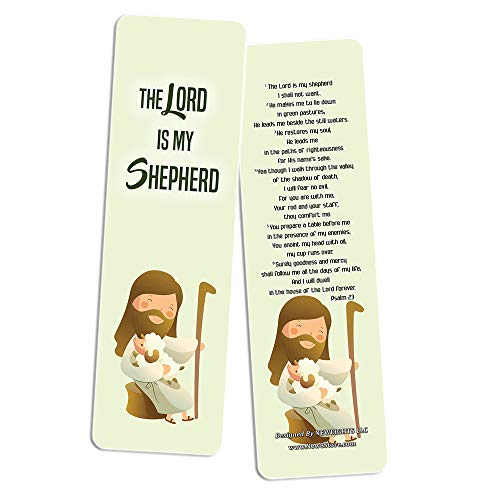 Christian Bookmarks Cards for Kids (60-Pack) - Scripture Bible Verses - Psalm 23 - Great Stocking Stuffers for Easter Baptism Thanksgiving Christmas Sunday School - Prayer Cards - War Room Decor