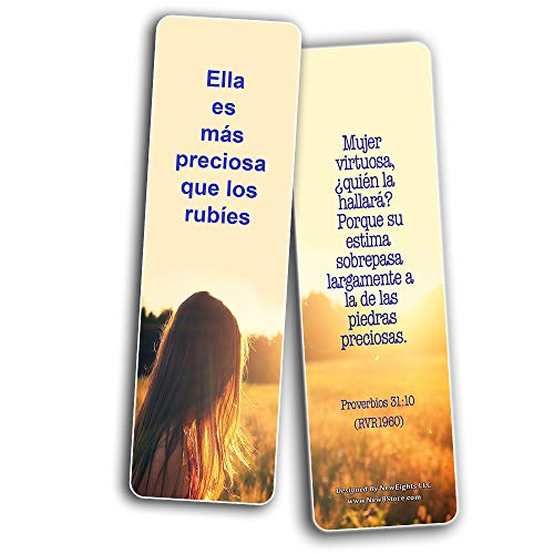 Spanish Bible Verses About Virtuous Woman Bookmarks (30 Pack) - Handy Spanish Bible Texts To Learn What Traits Define And Constitute Virtuous Women from the Many Lessons of the Bible