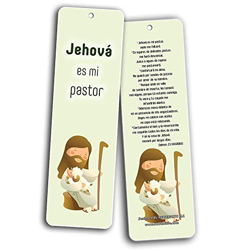Spanish Bible Verses Bookmarks for Kids (60-Pack) - Scripture Bible Verses - Psalm 23 - Great Stocking Stuffers for Easter Baptism Thanksgiving Christmas Sunday School - Prayer Cards - War Room Decor