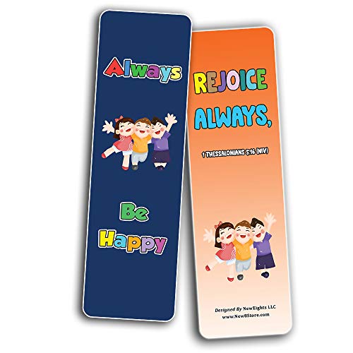 Popular Bible Verses about Rejoice Bookmarks Cards (60-Pack) - Perfect Giveaways for Sunday School, VBS and Children's Ministry