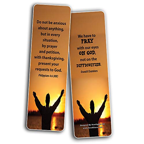 Religious Bookmarks Cards (12-Pack) - Prayer Bible Verses and Christian Quotes - Holy Scriptures to Encourage Men Women Teens Boys Girls Kids - Stocking Stuffers for Easter Thanksgiving Christmas