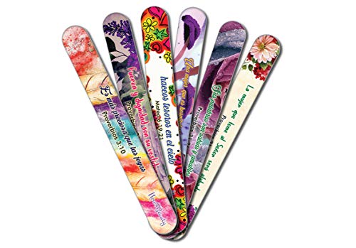 Spanish Christian Emery Board - Virtuous Woman (24-Pack) -150/150 Grit Colorful Nail File - Nail Spa Party Favors Supplies - Best Stocking Stuffers Gift for Girls Women Kids Mom Girlfriend -