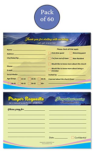 Church Visitor Card and Prayer Request Card Set B (60-Pack) - Christian Assorted Bulk Pack - Pray and Support Your Church Members