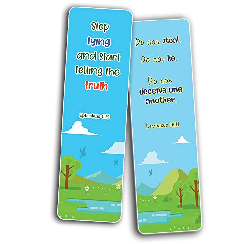 Bible Bookmarks for kids - Character Building Series 1 (30 Pack) - Well Designed for Kids with Easy To Memorize Bible Verses - Stocking Stuffers Devotional Bible Study - Church Ministry Supplies