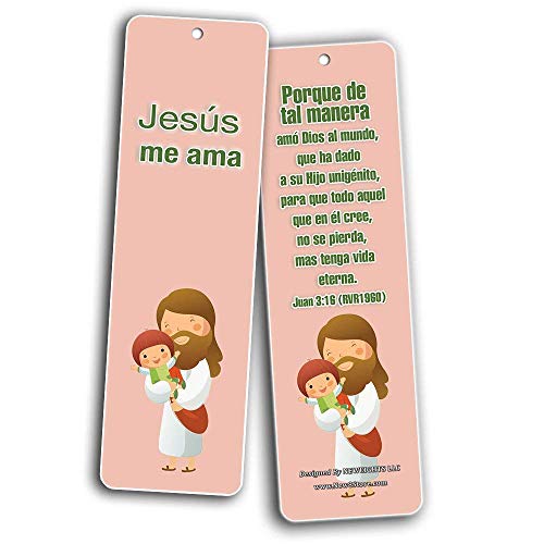 Spanish Christian Scriptures Bookmarks Cards (30-Pack)- Salmos 23 Juan 3:16 Filipenses 4:13 Jeremias 29:11 Padre Nuestro Jes£s Me Ama Soy un Hijo de Dios Party Favors Reading Rewards Incentives