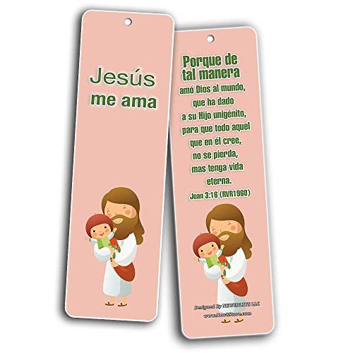 Spanish Bible Verses Bookmarks for Kids (60-Pack) - Scripture Bible Verses - Psalm 23 - Great Stocking Stuffers for Easter Baptism Thanksgiving Christmas Sunday School - Prayer Cards - War Room Decor