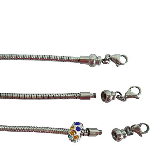 316L Stainless Steel European Style Charm Bracelet Chain with Gift Box - High Quality Master Starter Bracelet - 6.5 inches - Compatible Fits Pandora Beads - Perfect Present for Birthday Christmas Mother Day Anniversary Holiday - Best Gift For Girls Teen G