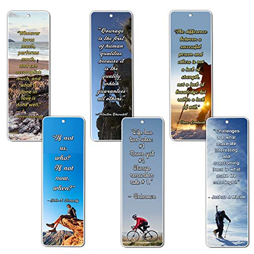 NewEights Adventure Inspirational Quotes Bookmarks (12-Pack) - Stocking Stuffers Devotional Bible Study - Church Ministry Supplies Teacher Classroom Incentive Gifts