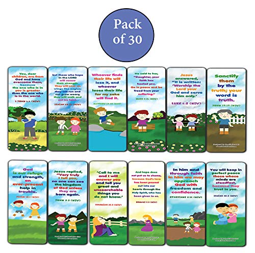 Christian Affirmations Bible Verses for Kids Cards (30-Pack) - Stocking Stuffers for Boys Girls - Children Ministry Bible Study Church Supplies Teacher Classroom Incentives Gift