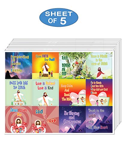 Christian Faith Stickers for Kids (5 Sheets) - Inspirational Stickers for Kids