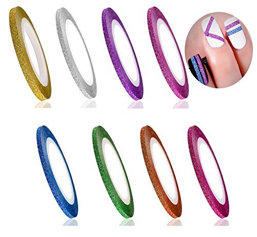 New8Beauty Nail Polish Strips 8-Pack - Nail Striping Tape for Nail Art Decoration Stickers 3mm Thick