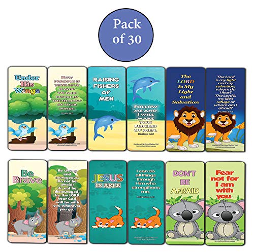 Encouraging Bible Verses Bookmarks for Kids - Animal Series 1