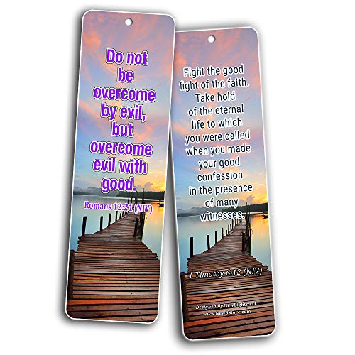 Overcome Life's Battle and Spiritual Warfare Bible Verses Bookmarks (30 Pack) - Spiritual Warfare Scriptures to Read, Pray, and Memorize