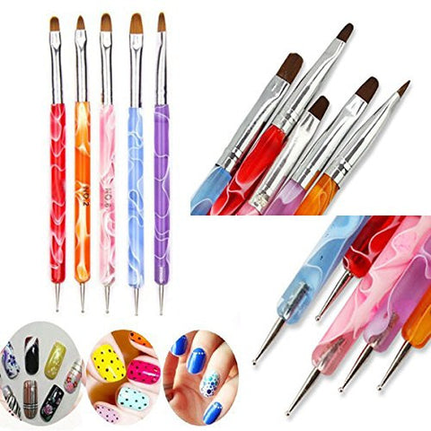 New8Beauty Nail Art Brushes + Dotting Pens AND Rhinestones Wheels Kit