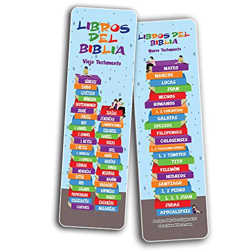Spanish Books Of The Bible Bookmarks for Kids (60-Pack) - Church Memory Verse Sunday School Rewards - Christian Stocking Stuffers Birthday Party Favors Assorted Bulk Pack