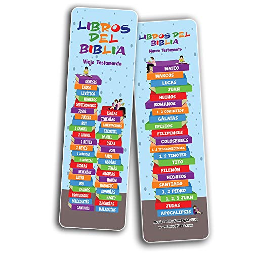 Spanish Books Of The Bible Bookmarks for Kids (30-Pack) - Stocking Stuffers for Boys Girls - Children Ministry Bible Study Church Supplies Teacher Classroom Incentives Gift