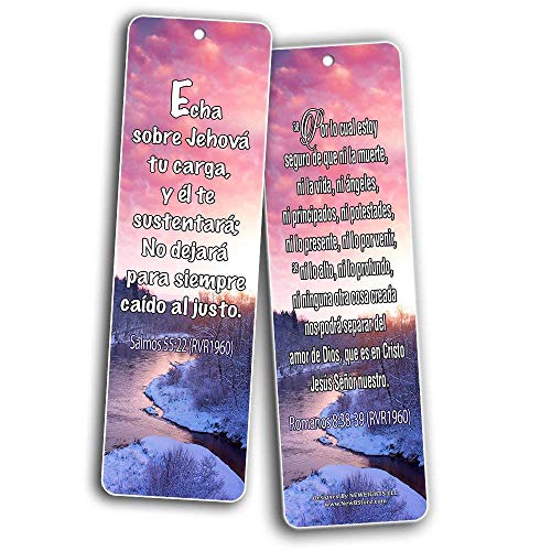 Spanish Christian Bible Verses Bookmarks - Release Stress and Anxiety (12-Pack)- Religious Christian Inspirational Gifts to Encourage Men Women Boys Girls - Bible Study Sunday School War Room Decor